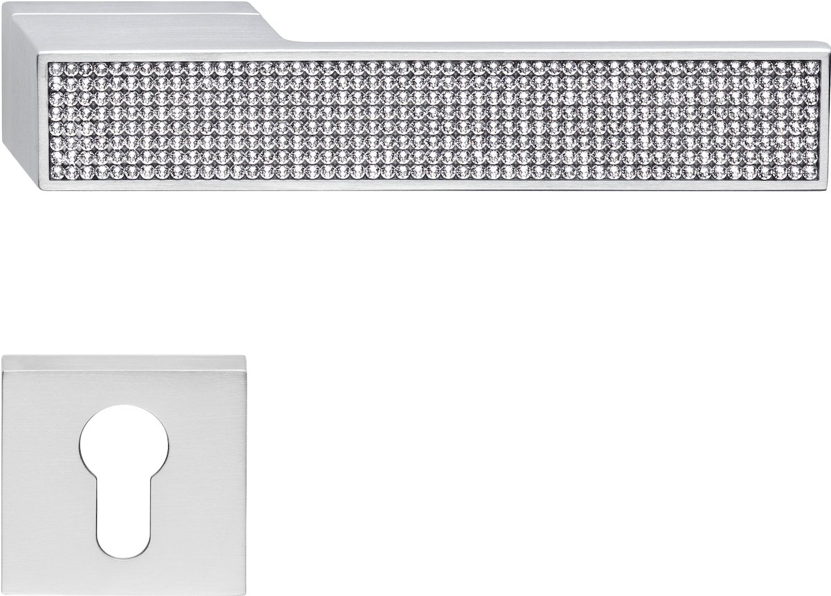 Q27 D Türgriff matt verchromt mit eingelassenen original Swarowski-Kristallen